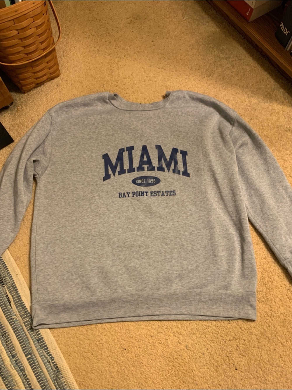 SHEIN Grey Crewneck Sweatshirt with Navy MIAMI Print